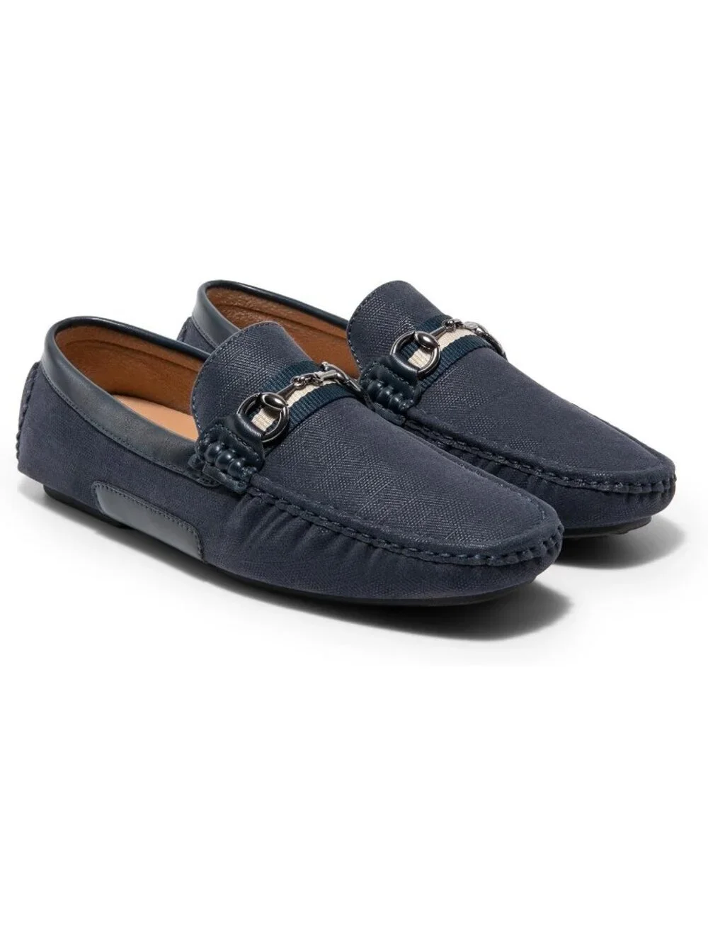 Men's Navy Faux Leather Loafers Slip On Flexible and Comfort Moccasins Shoes